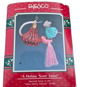 Vintage 1990 Enesco Treasury Ornament A Holiday Scent-Sation Mouse in Sachet